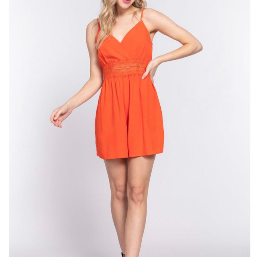 Wrap Cross Strap Woven Cami Romper